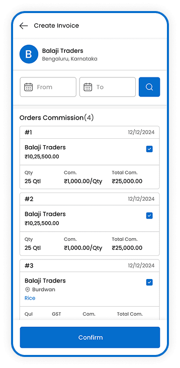 Create Invoice – confirm commission