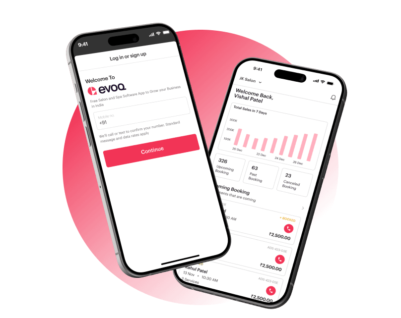 Salon & spa management app screens