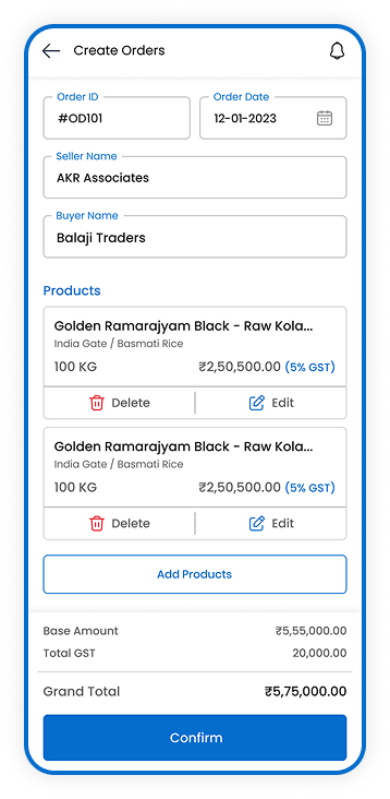 Create Invoice – orders commission list