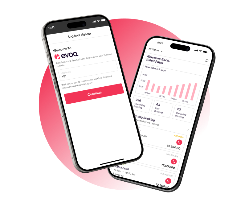 Salon & spa management app screens