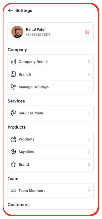Settings Interface