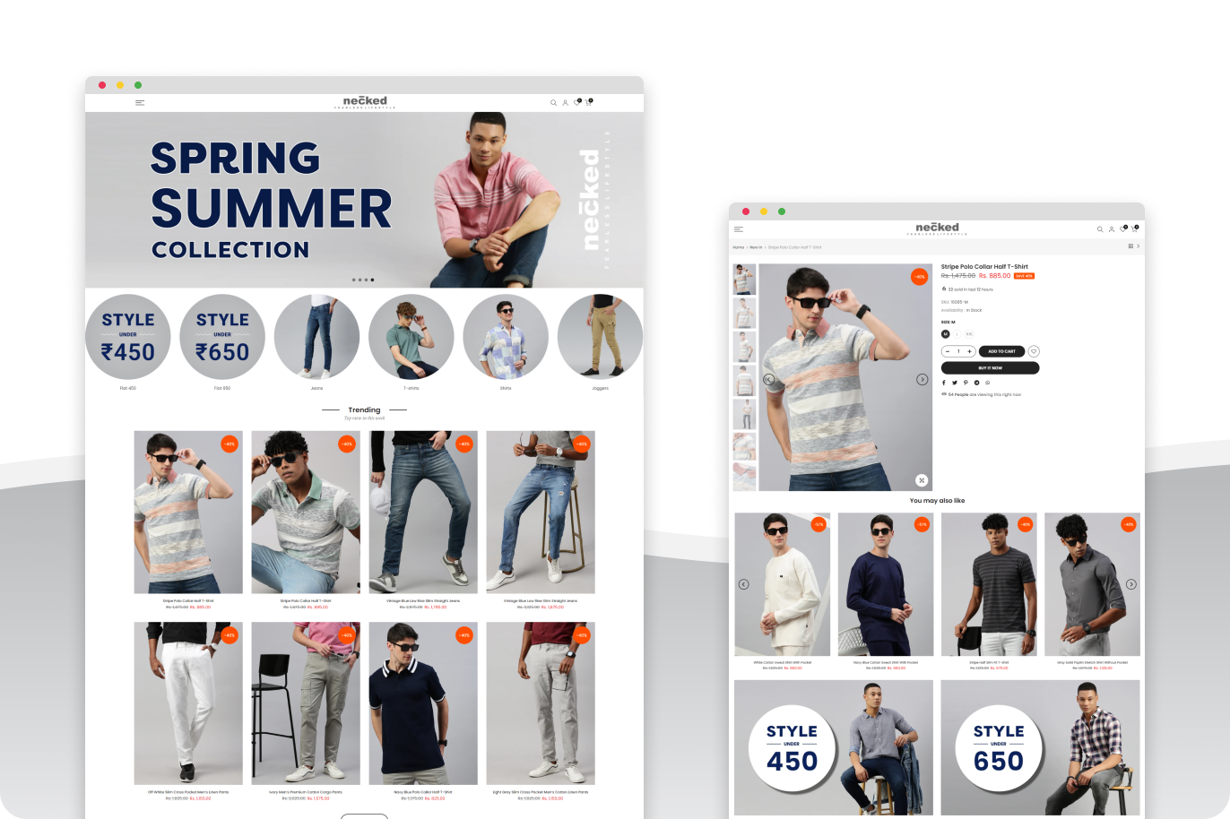 Necked Jeans website showcase