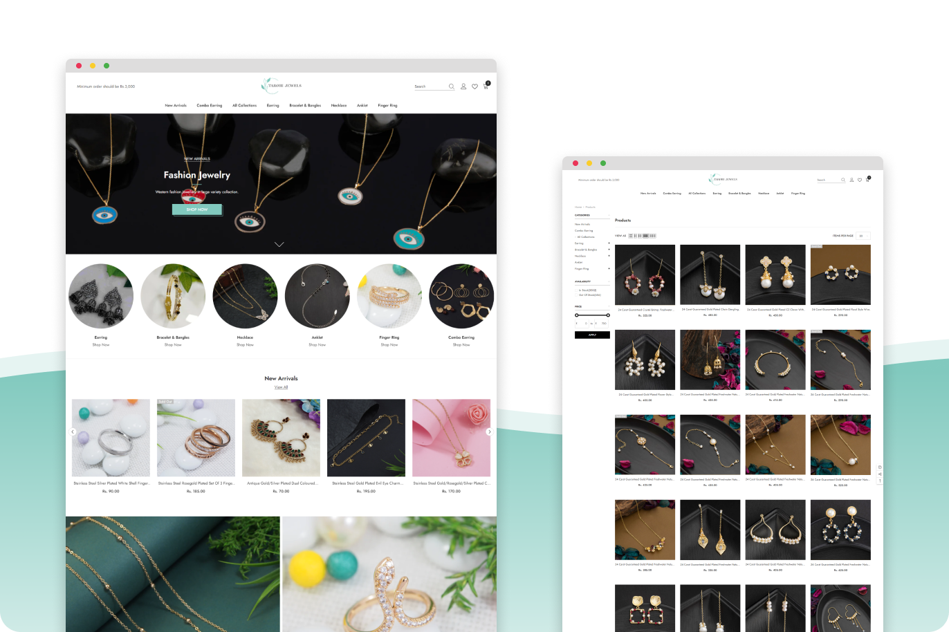 Tarohi Jewels website showcase
